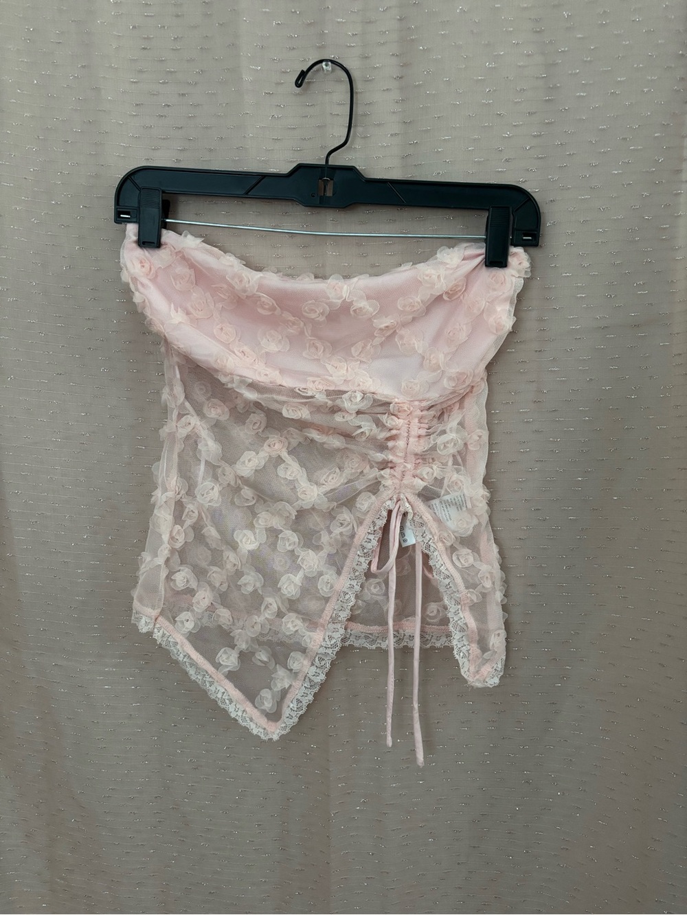 Kimchi Blue Light Pink Sheer Lace Chemise Skirt with Front Tie